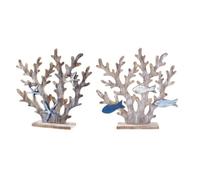 JUMPLAWN 2 Pièces Arbre Corail Rétro, Décoration en Bois Style Méditerranéen, Ornement de Table Base Stable, Ambiance Estivale, pour Décoration Maison Boutiques