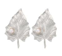 JUMPLAWN 2 Pièces Broche Feuille Vintage Argenté en Alliage de Zinc | Finition Lisse, Éclat, Style Minimaliste, pour Expositions et Réunions Artistiques