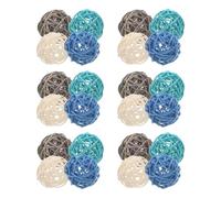 JUMPLAWN 24 Pièces Rotin Boules Décoratives 2 Pouces pour Bols et Vases | Sphères Légères, Texture Rustique, Style Ferme Moderne, pour Décoration Quotidienne et Fêtes
