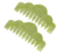 JUMPLAWN 2pcs Peigne de Jade Vert pour Massage du Cuir Chevelu Bouts Ronds Anti-statique, pour Soin des Cheveux la Maison