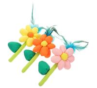 JUMPLAWN 3 Pièces Chat Fleur en Tissu avec Plume, Bâtonnet Interactif | Chats D’intérieur, Mouvement Imitant une Proie, Favorise L’exercice, pour Jouer et Créer du Lien