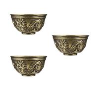JUMPLAWN 3 Pièces Mini Bol Décoratif Vintage en Laiton | Ornement de Bureau, Accent pour Petits Espaces, Style Ancien, Vitrines Festives, Décor Nouvel An et Printemps