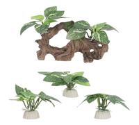 JUMPLAWN 4 pièces de décoration de Grotte en Bois flotté pour Aquarium - Cachette réaliste pour Poissons Betta et crevettes - Bois flotté sous-Marin avec Feuilles pour l'aménagement paysager