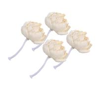 JUMPLAWN 4 Pièces Recharge de Fleur Pivoine Artisanale 8cm Blanche | Coton et Papier Tetrapanax, Tige Intégrée, Texture Réaliste, pour Tiroirs et Tables de Chevet
