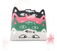 JUMPLAWN 4 Pièces Règle de Chat en Bois 15cm, Outil de Mesure | Motif Poisson Dessin Animé, Usage École et Bureau, Lot Indiqué par L’entité Chinoise Couleur Aléatoire