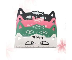 JUMPLAWN 4 Pièces Règle de Chat en Bois 15cm, Outil de Mesure | Motif Poisson Dessin Animé, Usage École et Bureau, Lot Indiqué par L’entité Chinoise Couleur Aléatoire