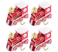 JUMPLAWN 4pcs Pendentifs de Train de Noël Suspendus en Plastique Rouge, Décoration Suspendue Exquise pour Sapin, pour Décoration de Magasin ou Mariage