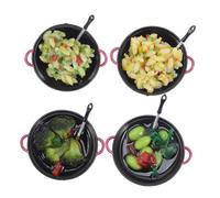 JUMPLAWN 4Pièces Lot de Jouets Alimentaires Miniatures Réalistes pour Parfaits pour Décoration de Maison de Poupée Jeux de Rôle Incluant Riz Frit et Légumes Sautés