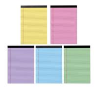 JUMPLAWN 5 Pièces Bloc-notes Ligné A4 Détachable, Papier Coloré pour | Écriture Nette et Organisée, Résiste aux Déchirures Bavures, pour Poste de Travail et Bureau