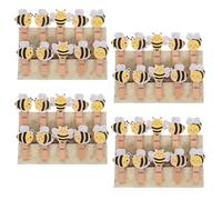 JUMPLAWN 50 Pcs Accessoires pour Abeilles Clips de Bricolage Mini Pinces à Linge en Bois Forme Abeille Style Cartoon Mignon Robuste Usage Polyvalent pour Garçon et Filles Décorations