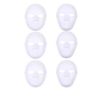 JUMPLAWN 6 Masques en Papier Blanc Vierges pour DIY Faciles à Colorier, Fournitures pour Bal Masqué Garçon et Filles, Accessoires pour Fête et Spectacle