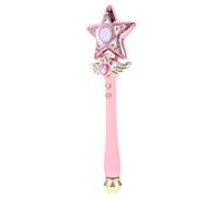 JUMPLAWN Baguette Magique Étoilée Lumineuse pour Garçon et Filles Grosse Taille Rose avec Musique Rotative Jouet Fée pour Fête Anniversaire Cosplay Présent Jouet Magique