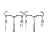 JUMPLAWN Broche en Alliage de Zinc Argentée 2pcs pour Dentistes, Accessoire Polyvalent et Créatif, Présent Original pour Diplômés et Professionnels Dentaires