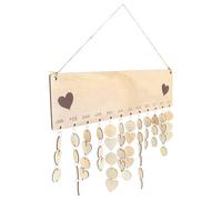 JUMPLAWN Calendrier en Bois à Suspendre Beige avec Pendentifs Ronds et Cœurs, Tableau de Rappel Créatif pour Décoration Intérieure et Fête des Mères