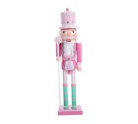 JUMPLAWN Casse-Noisette Bois Traditionnel Rose Vert Décoration de Noël Élégante pour Table Étagère et Fête Figurine Soldat Classique pour Petits Cadeaux et Décorations Sapin