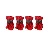 JUMPLAWN Chaussures des Tissu en Imperméables Cuir Chien 4pcs Confortables de Vache et Plastique Rouges Protectrices Pattes pour Usage Extérieur