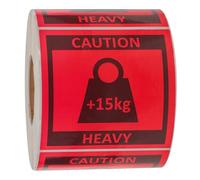 JUMPLAWN Étiquettes Autocollantes Rouges Adhésif Sécurisé Symbole D'avertissement Lourd, 500 Étiquettes par Rouleau pour Cartons Lourds en Entreposage et Gestion D'étagères