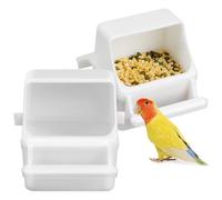 JUMPLAWN Lot de 2 Mangeoires Suspendues pour Perroquets en Plastique Anti-éclaboussures, Capacité L7, Accessoire pour Cage à Oiseaux, Récipient Nourrisseur Pratique pour Alimentation