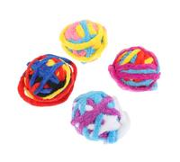 JUMPLAWN Lot de 4 Balles de Jouets Interactifs pour Chats en Polyester, Résistantes la Mastication, pour Jouer à L'intérieur et Combattre L'ennui Plusieurs Styles
