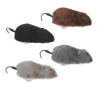 JUMPLAWN Lot de 4 Souris à remonter - Souris en Peluche Auto-animées pour Chats, Chatons et Chiens - Jouet interactif réaliste en Peluche pour Un Jeu de Chasse Amusant.