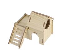 JUMPLAWN Maison Bois pour Hamster Refuge Sûr Et Confortable pour Petits Animaux Accessoire De Décoration Optimisé pour Cage Construction Et Espaces Économisés