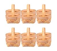 JUMPLAWN Mini Panier Maison 12pcs en Bois Tressé Poignées, pour Décor de Fenêtre et Artisanat, Design Compact et Fonctionnel