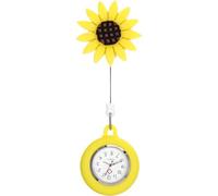 JUMPLAWN Montre à Gousset D'infirmière Jaune Cadran Large en Silicone et Alliage de Zinc, Style Simple de Tournesol, Confortable pour Étudiants et Aides-soignants