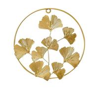 JUMPLAWN Ornement Mural Feuille de Ginkgo en Fer Creux Doré Décoration à Suspendre pour Salon et Espace de Vie Style Nordique sans Perçage