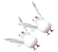 JUMPLAWN Paire de Colombes Décoratives Blanches en Plumage et Plastique, Design Réaliste, Faciles à Utiliser pour Fêtes et Spectacles de Tours