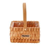 JUMPLAWN Panier à Fleurs Portatif en Bois Tressé Poignée, Décor Mariage | Contenant pour Composition de Fleur, Usage Table et Intérieur, Marron, pour Fruits Secs et Petits Objets