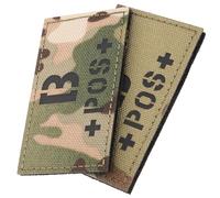 JUMPLAWN Patch de Groupe Sanguin B Positif Camouflage Vert 2pcs en Nylon Réfléchissant pour Uniformes et Casquettes Fixation Auto-agrippante
