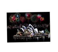 JUMPLAWN Peinture à Gratter Adulte Décorative DIY Tableau Gratter Artisanal Cadeau Créatif Décompression Fournitures Artisanat avec Motif Sydney Opéra Carte Personnalisable