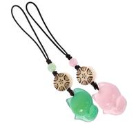 JUMPLAWN Pendentifs en Jade Renard 2 Pièces Corde Nylon Vert Rose