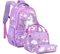 Jumpopack Cartable Fille Licorne Sac à Dos Enfant Fille Grande Capacité Sacs Scolaires, Cartables et Trousses Pourpre