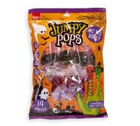 Jumpy Pops Halloween Lollies 140g - Sucettes sucrées en forme de tête de mort & sorcière avec ressort à enrouler autour des doigts - Cadeaux de fête, Trick or Treat, anniversaire & bonbons déco