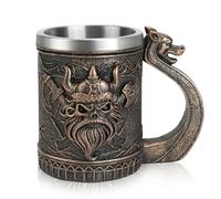 JUMRHFAN Chope à bière Drakkar avec insert en acier inoxydable, gobelet viking, chope nordique, cadeau viking pour homme, convient pour la collection, cadeaux pour la fête des pères (style 2)