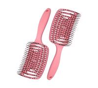 Jumuao Brosse à cheveux bio sans tirage, démêlante, pour tous les types de cheveux, avec ressort spiralé flexible, convient pour les boucles et les cheveux longs de femme (rose)