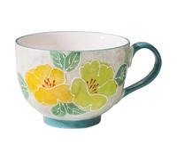 JUMUAO Tasse à café, en céramique, 500 ml, tasse à café, lait, thé, tasses à thé, motif floral, cadeau d'anniversaire pour femme, fille, maman, petite amie (C)
