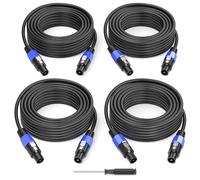Jumwa 10M 4pack Speakon à Speakon câble haut-parleur M-M pour amplificateur audio 12 Guage Cord Wire avec Twist Lock DJ/PA mâle pour Heavy Duty Audio