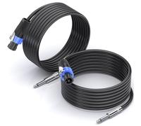 Jumwa 15M 2pack Speakon à 1/4'' TS câble haut-parleur 15 Guage Cord Wire M-M pour amplificateur audio avec Twist Lock DJ/PA mâle pour Heavy Duty Audio