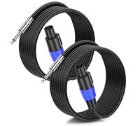 Jumwa 25M 2pack Speakon à 1/4" TS Câble haut-parleur M-M pour amplificateur audio 15 Guage Cord Wire avec Twist Lock DJ/PA mâle pour Heavy Duty Audio