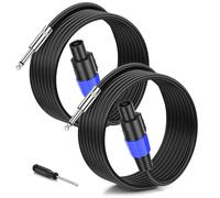 Jumwa 2M 2pack Speakon à 1/4" TS Câble haut-parleur M-M pour amplificateur audio 12 Guage Cord Wire avec Twist Lock DJ/PA mâle pour Heavy Duty Audio