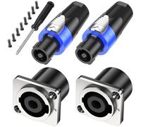 Jumwa 2Sets Speakon Adaptateur Speakon mâle et femelle Panneau métallique Twist Lock avec tournevis Compatible avec Neutrik Speakon NL4MP, NL4MPR, NL4FC, NL4FX, NLT4X, NL4 Serie, NL2FC