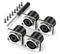 Jumwa 4Pack 4 pôles Speakon Panel Twist Lock Haut-parleur femelle Métal Panel Jack Montage Compatible avec Neutrik Speakon NL4MP, NL4MPR, NL4FC, NL4FX, NLT4X, NL4 Serie, NL2FC