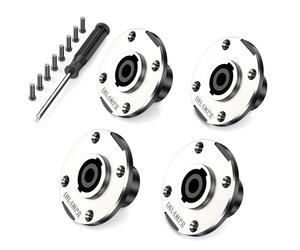 Jumwa 4Pack 4 Pôles Speakon Panel Twist Lock Haut-parleur femelle Métal Rond Panel Jack Montage Compatible avec Neutrik Speakon NL4MP, NL4MPR, NL4FC, NL4FX, NLT4X, NL4 Series, NL2FC