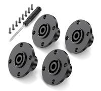 Jumwa 4Pack 4 pôles Speakon Panel Twist Lock Haut-parleur femelle Rond Panel Jack Montage Compatible avec Neutrik Speakon NL4MP, NL4MPR, NL4FC, NL4FX, NLT4X, NL4 Serie, NL2FC
