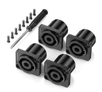 Jumwa 4Pack 4 pôles Speakon Panel Twist Lock Haut-parleur femelle Square Panel Jack Montage Compatible avec Neutrik Speakon NL4MP, NL4MPR, NL4FC, NL4FX, NLT4X, NL4 Serie, NL2FC