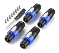 Jumwa 4Pack Speakon Connecteur Adaptateur haut-parleur audio Connecteur Twist Lock avec tournevis Compatible avec Speakon NL4FC, NL4FX, NLT4X, NL2FC