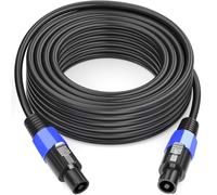 Jumwa 50M Speakon Câble de haut-parleur avec Twist Lock M-M 15AWG 2 Conducteurs Wire pour Heavy Duty Audio Amplificateur