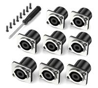 Jumwa 8Pack 4 pôles Speakon Panel Twist Lock Haut-parleur femelle Métal Panel Jack Montage Compatible avec Neutrik Speakon NL4MP, NL4MPR, NL4FC, NL4FX, NLT4X, NL4 Serie, NL2FC